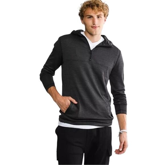 NWT BKE Julian Performance 1/4 Zip Pullover Hoodie in Black Size Small - Picture 1 of 9